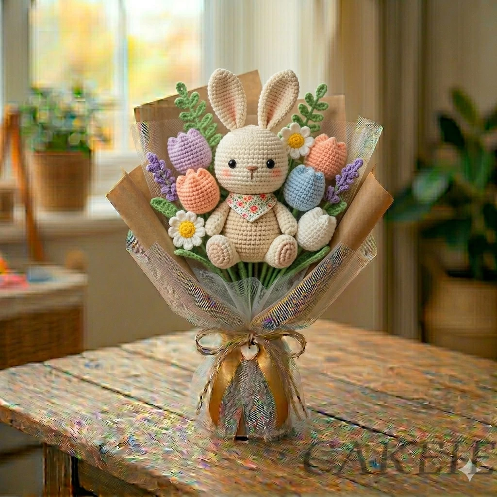 Crochet Bunny Flower Bouquet